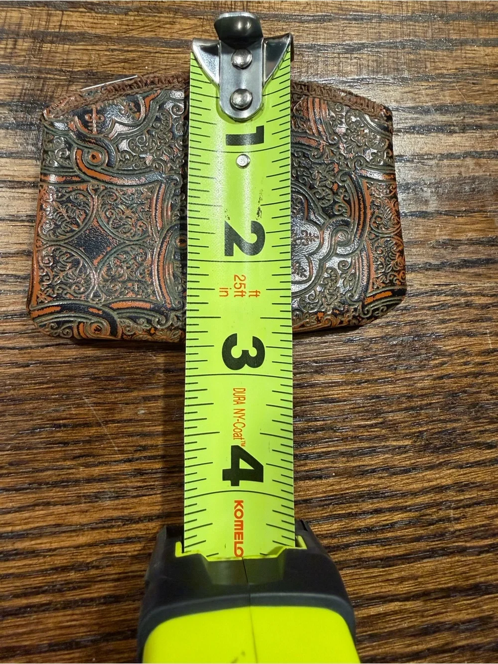 Vintage Leather Coin Purse - Decorative Embossed Accent